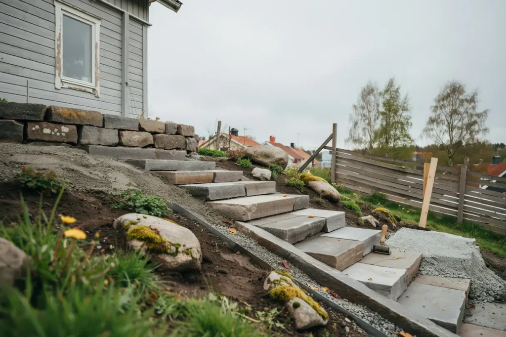 marksten p sluttande tomt praktiska l sningar f r stabila g ngar uteplatser och uppfarter
