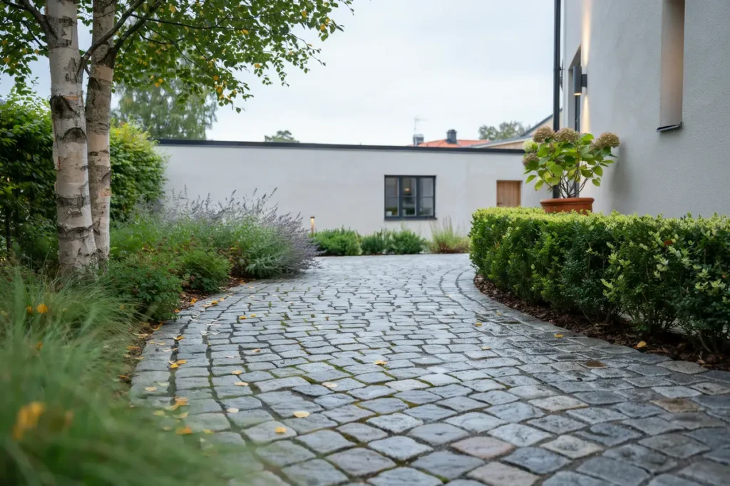 renoverad tr dg rdsg ng med sm gatsten i kungs ngen